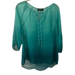 3 for $25-a.n.a. Womens Blouse Size PM Petite Med 3/4 Sleeve Ombre Sheer Top